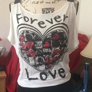 Forever love cold shoulder tee shirt